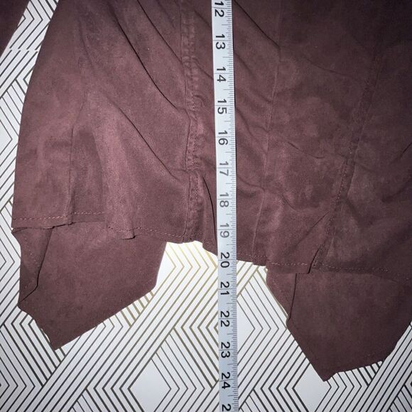 Kut from the Kloth Jacket Wmns Med Purple‎ Faux Suede Crop Open Front Waterfall - Picture 9 of 9